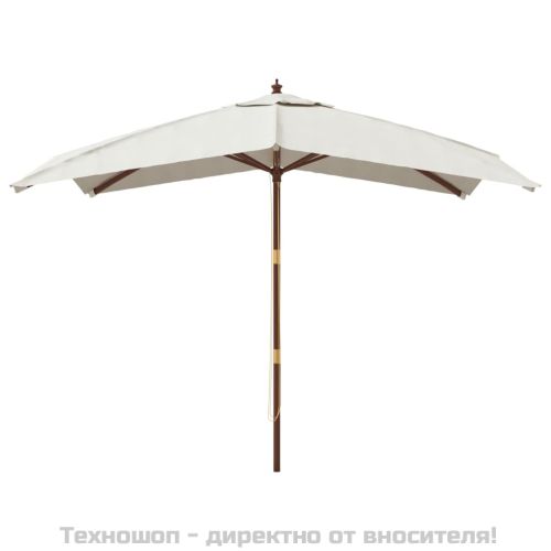 Градински чадър с дървен прът, пясъчен цвят, 300x300x273 см