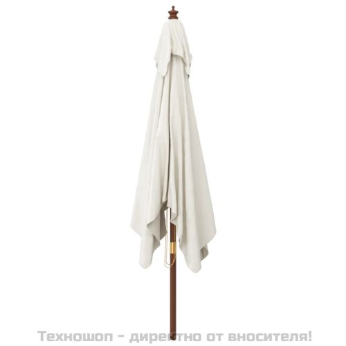 Градински чадър с дървен прът, пясъчен цвят, 300x300x273 см
