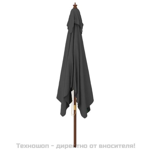 Градински чадър с дървен прът, антрацит, 300x300x273 см
