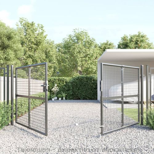 Градинска мрежеста порта, антрацит, 300x125 см, поцинкована стомана