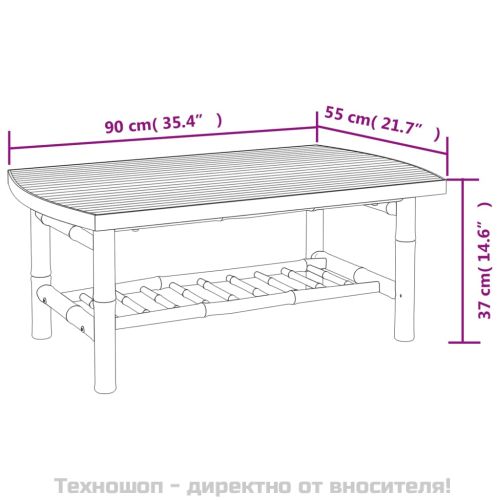 Градинска кафе маса 90x55x37 см бамбук