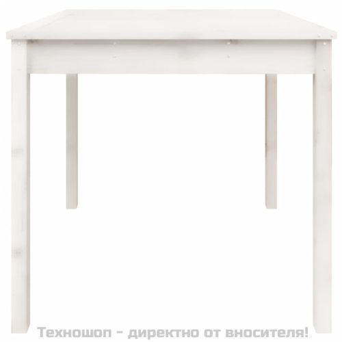 Градинска маса, бяла, 82,5x82,5x76 см, борово дърво масив