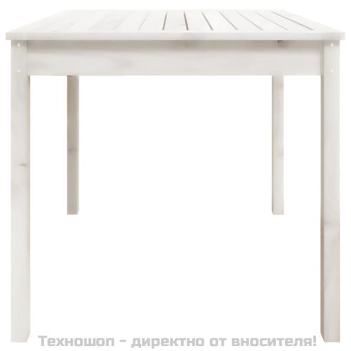Градинска маса, бяла, 82,5x82,5x76 см, борово дърво масив
