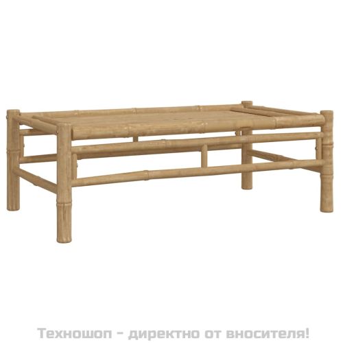 Градински лаундж комплект с кремави възглавници 4 части бамбук