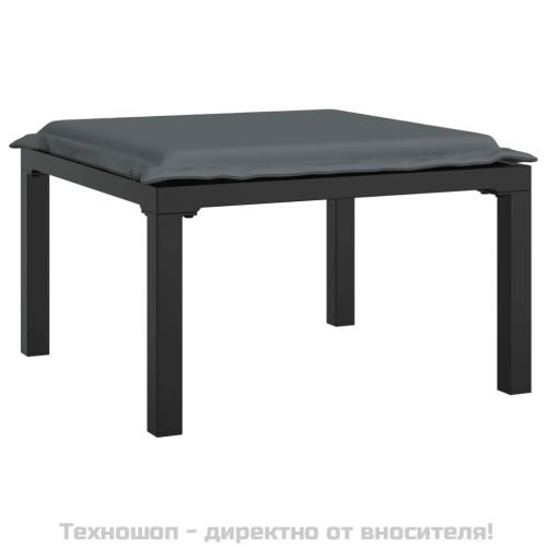 Градински лаундж комплект 4 части черно и сиво полиратан