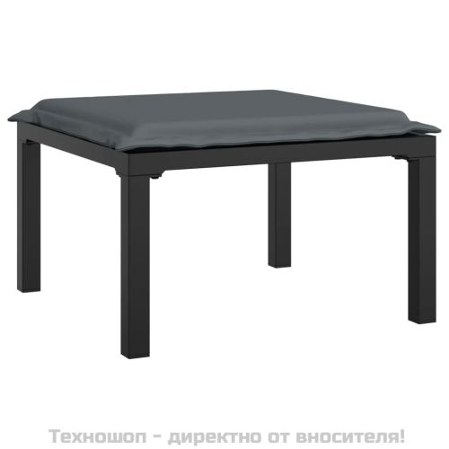 Градински лаундж комплект от 7 части, черно и сиво, полиратан