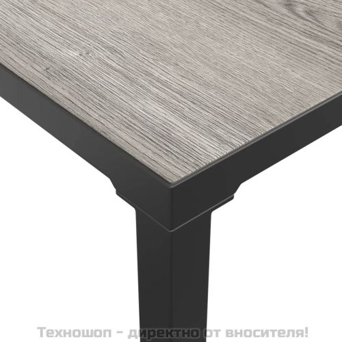 Градински лаундж комплект от 7 части, черно и сиво, полиратан