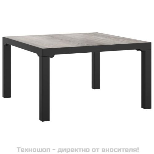 Градински лаундж комплект, 8 части, черно и сиво, полиратан