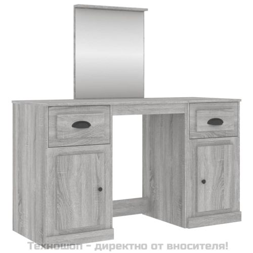 Комплект тоалетка с огледало, сив сонома, 130x50x132,5 см