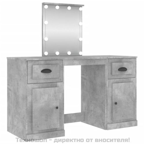 Тоалетка с LED, бетонно сива, 130x50x132,5 см