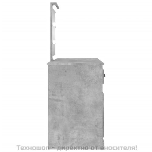 Тоалетка с LED, бетонно сива, 130x50x132,5 см