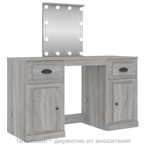 Тоалетка с LED, сив сонома, 130x50x132,5 см