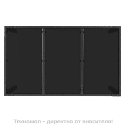 Градински трапезен комплект 7 части възглавници черен полиратан