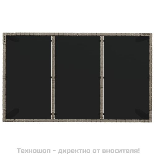 Градински трапезен комплект 7 части с възглавници сив полиратан