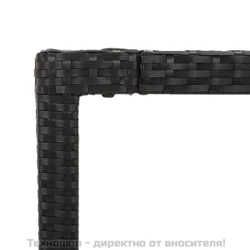 Градински комплект от 3 части с възглавници черни полиратан