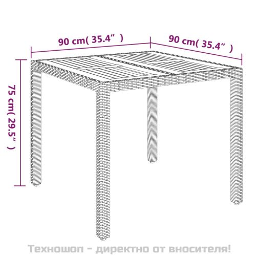 Градински комплект от 3 части с възглавници черни полиратан