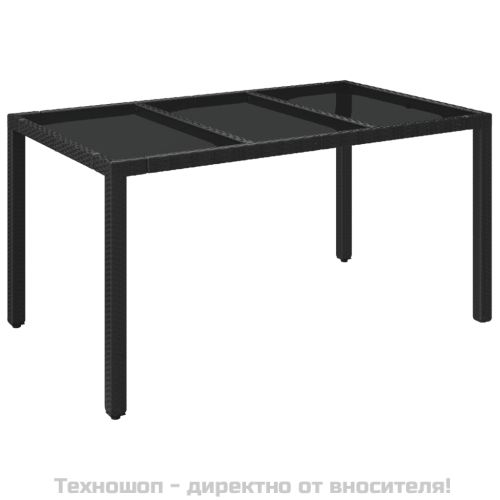 Градински трапезен комплект 7 части възглавници черен полиратан