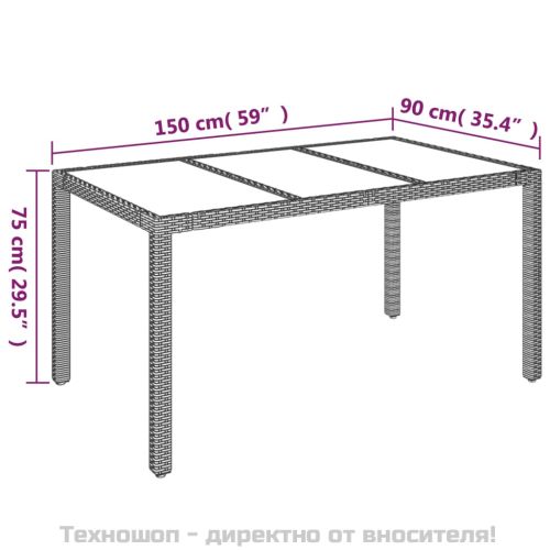 Градински трапезен комплект 7 части възглавници черен полиратан