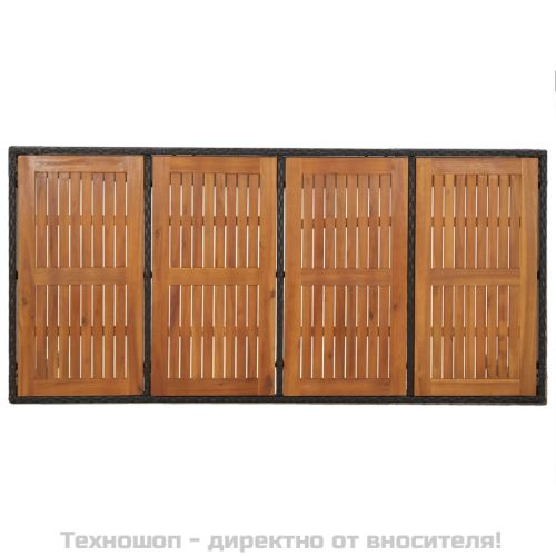 Градински трапезен комплект 7 части възглавници черен полиратан