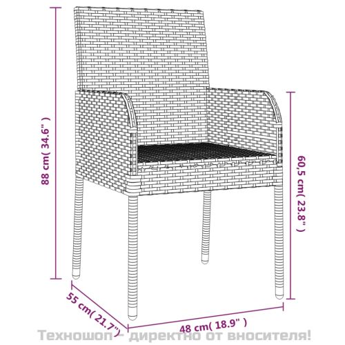 Градински трапезен комплект възглавници 5 части черен полиратан