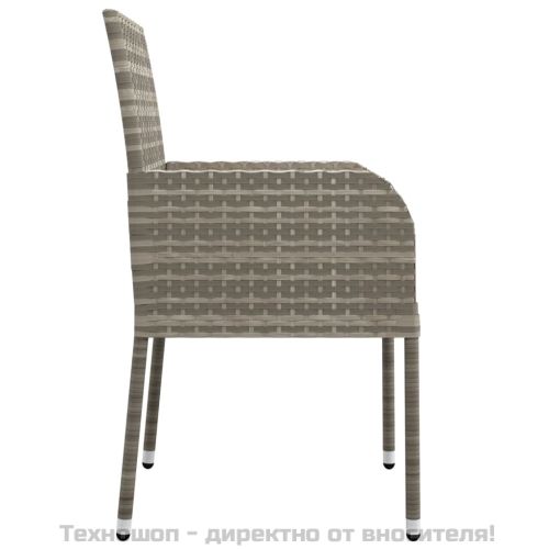 Градински трапезен комплект 5 части с възглавници сив полиратан