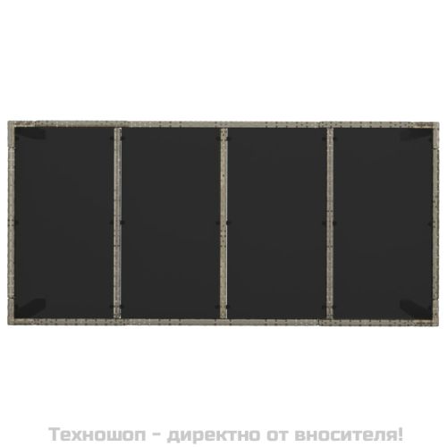 Градински трапезен комплект 9 части с възглавници сив полиратан