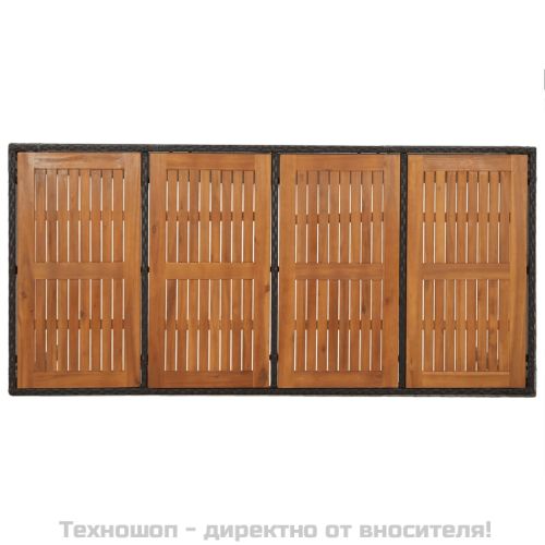 Градински трапезен комплект възглавници 9 части черен полиратан