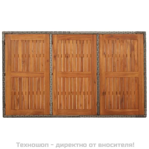 Градински трапезен комплект 5 части с възглавници сив полиратан