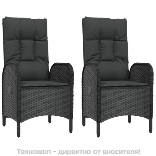 Градински трапезен комплект възглавници 4 части черен полиратан