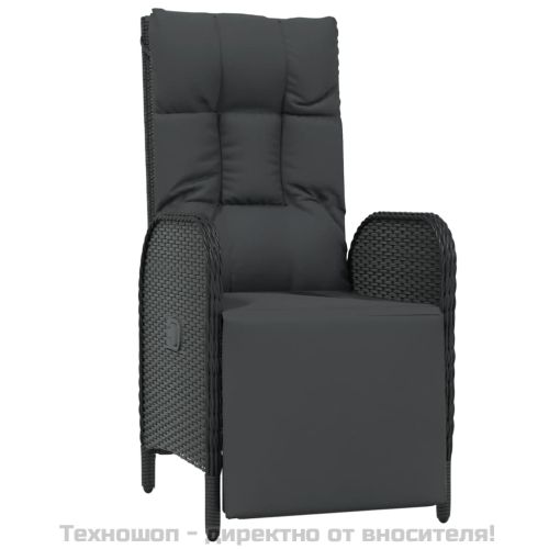 Градински трапезен комплект възглавници 4 части черен полиратан