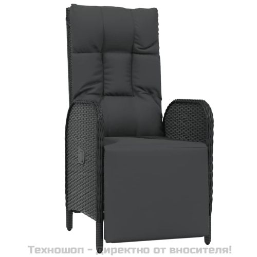 Градински трапезен комплект възглавници 5 части черен полиратан