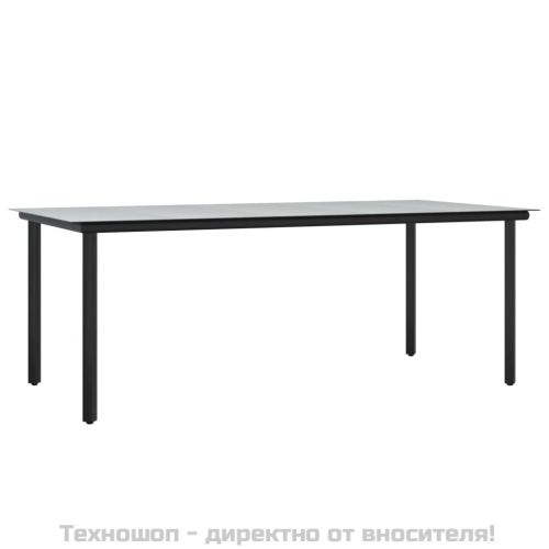 Градински трапезен комплект 7 части възглавници черен полиратан