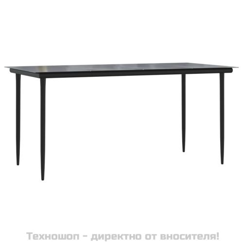 Градински трапезен комплект възглавници 9 части черен полиратан