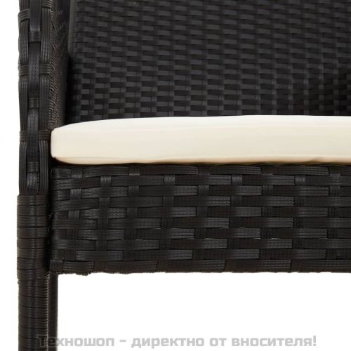 Градински трапезен комплект възглавници 9 части черен полиратан
