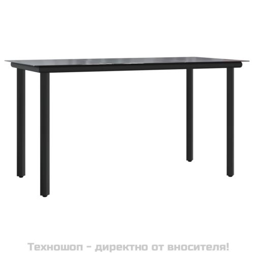 Градински трапезен комплект възглавници 9 части черен полиратан