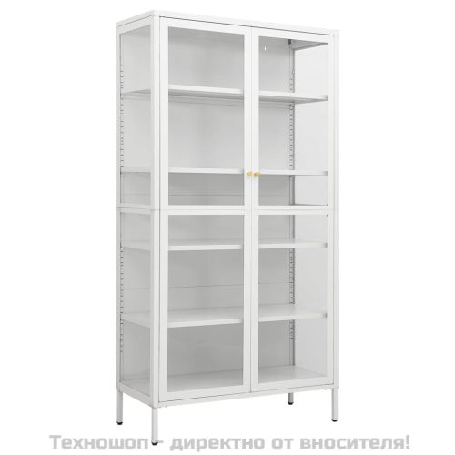 Витрина, бяла, 90x40x180 см, стомана и закалено стъкло
