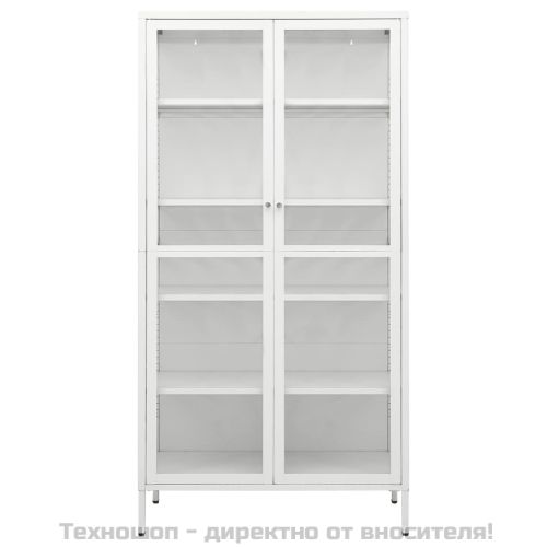 Витрина, бяла, 90x40x180 см, стомана и закалено стъкло