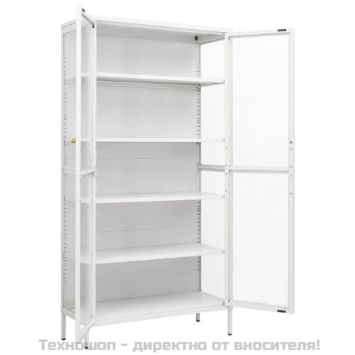 Витрина, бяла, 90x40x180 см, стомана и закалено стъкло