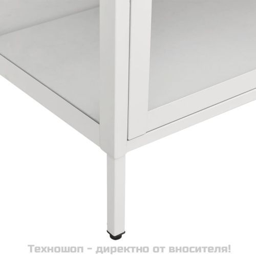 Витрина, бяла, 90x40x180 см, стомана и закалено стъкло