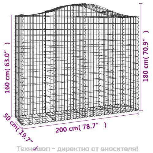 Габионни кошници арка 3 бр 200x50x160/180 см поцинковано желязо