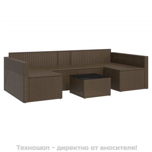 Градински комплект с възглавници, 2 части, кафяв, полиратан