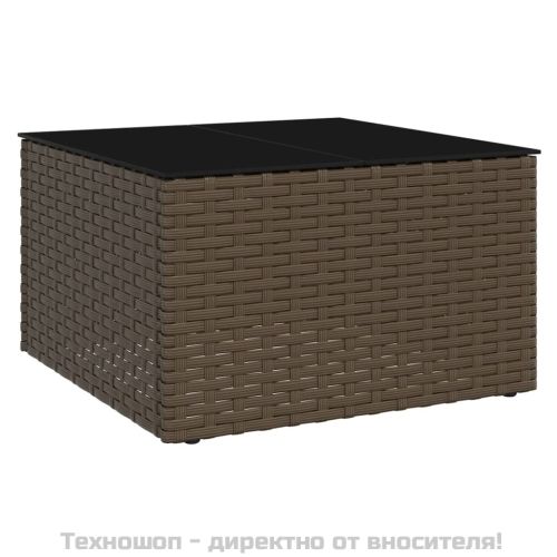 Градински комплект с възглавници, 2 части, кафяв, полиратан