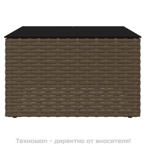 Градински комплект с възглавници, 2 части, кафяв, полиратан