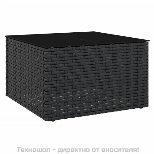 Градински лаундж комплект с възглавници 2 части черен полиратан