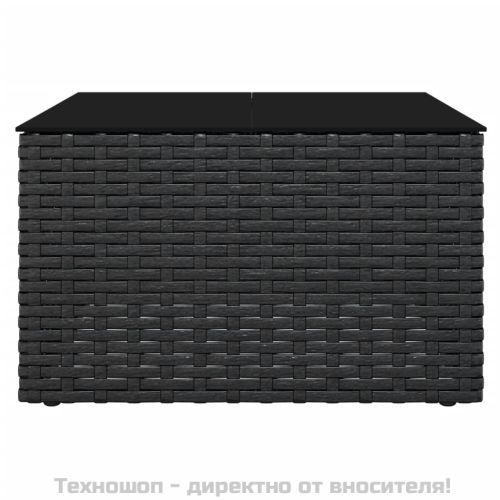 Градински лаундж комплект с възглавници 2 части черен полиратан