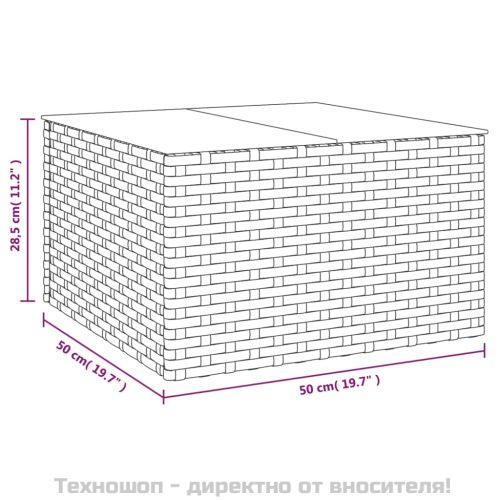 Градински лаундж комплект с възглавници 2 части черен полиратан