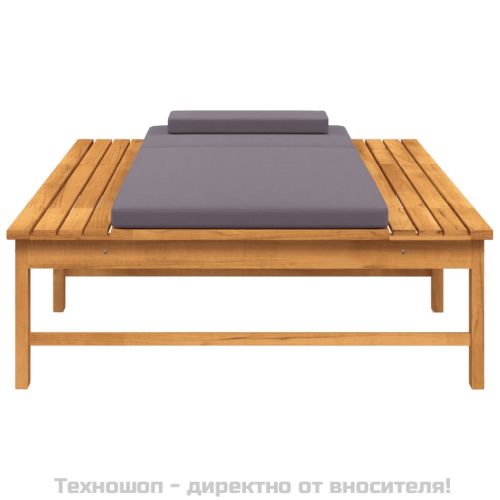 Шезлонг с тъмносиви шалте и възглавница, акациево дърво масив