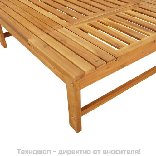 Шезлонг с тъмносиви шалте и възглавница, акациево дърво масив