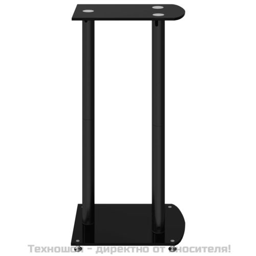 Стойки за тонколони 2 бр черни закалено стъкло дизайн 3 стълба