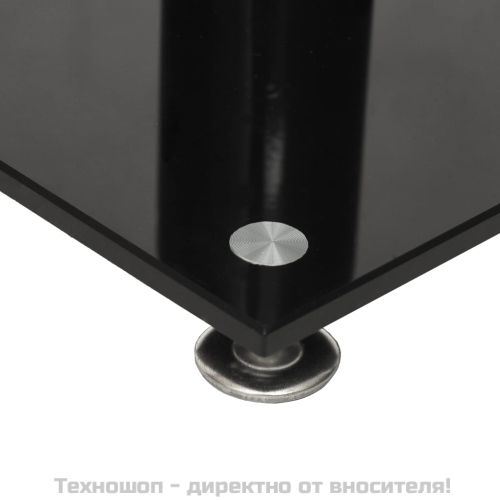 Стойки за тонколони 2 бр черни закалено стъкло дизайн 3 стълба